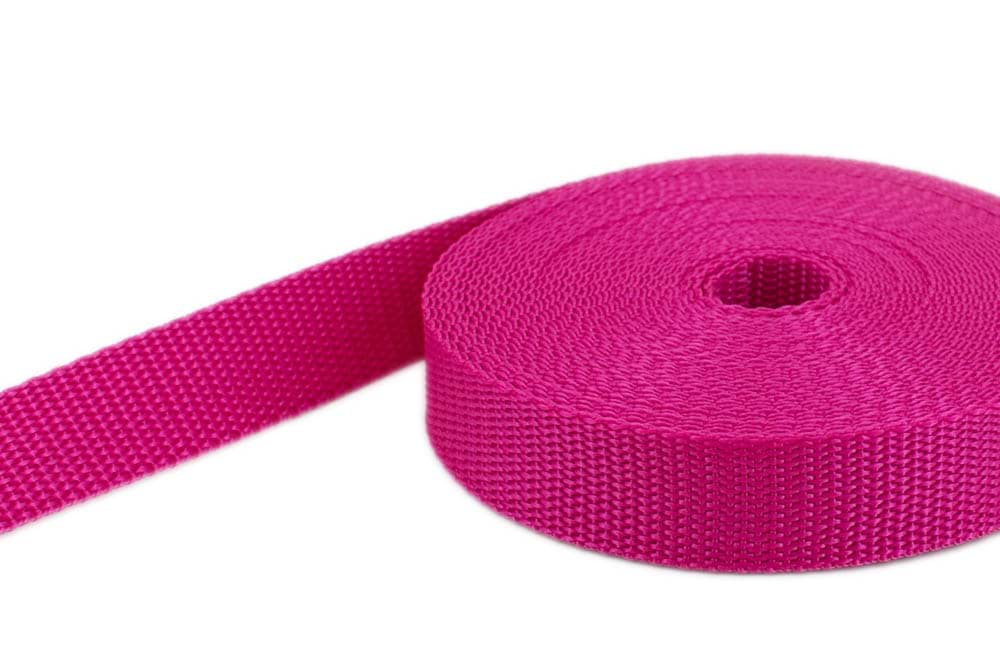 50m PP Gurtband - 10mm breit - 1,4mm stark - pink (UV)