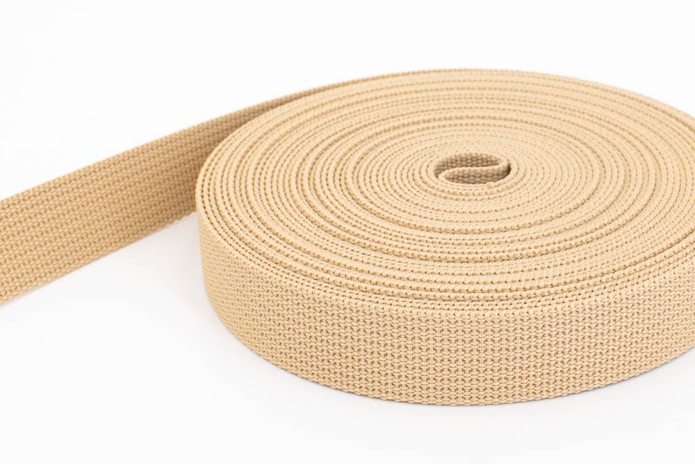 50m PP Gurtband - 20mm breit - 1,8mm stark - beige (UV)