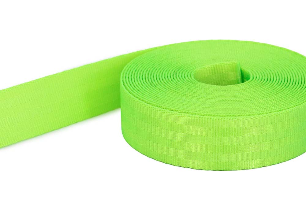 1m Sicherheitsgurtband / Kindergurt neongrün aus Polyamid - 25mm breit - bis 1t belastbar