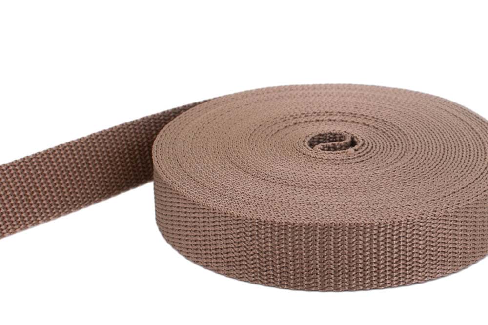 10m PP Gurtband - 20mm breit - 1,4mm stark - hellbraun (UV)
