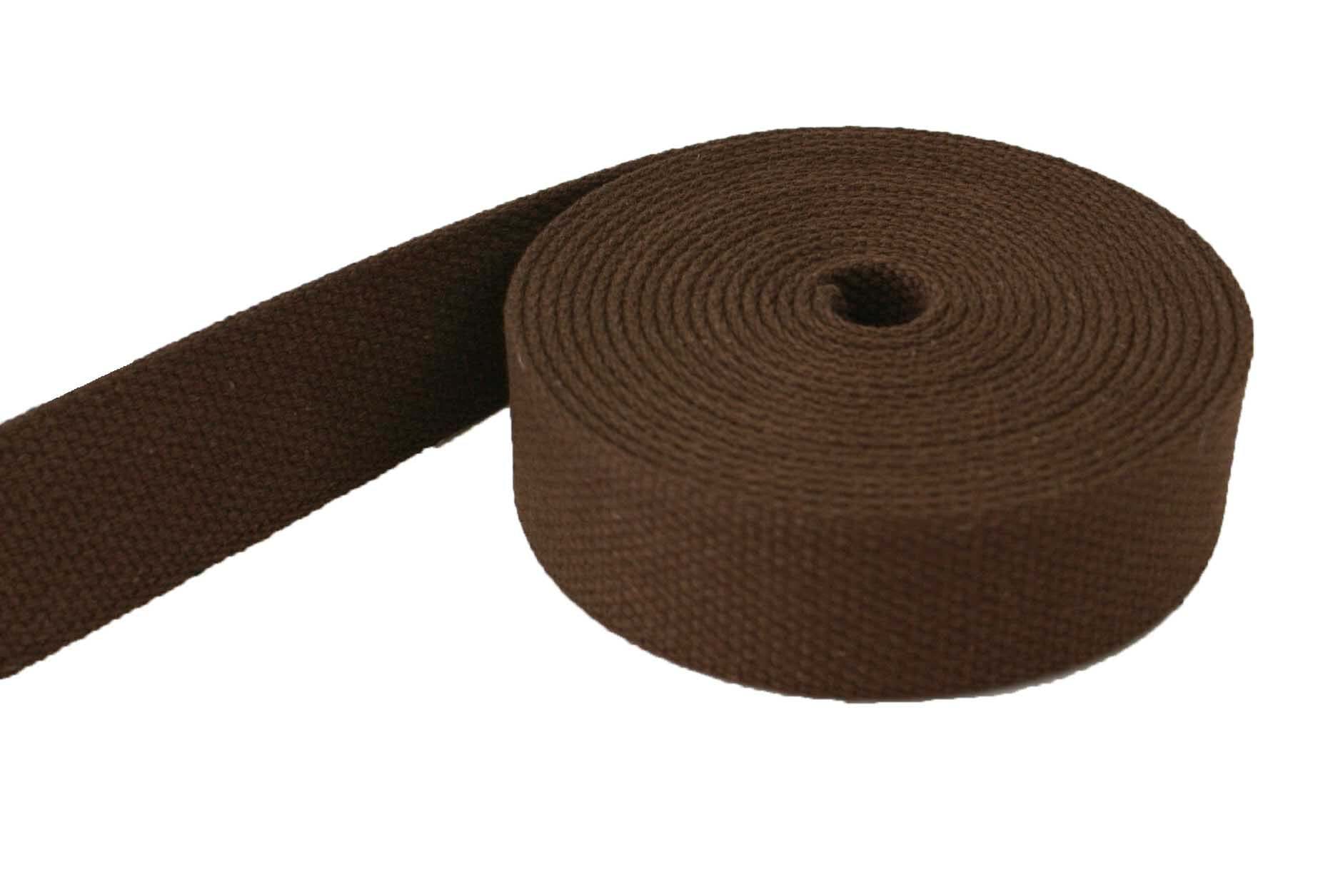 5m Baumwollgurtband - 2,6mm dick - 38mm breit - Farbe: braun