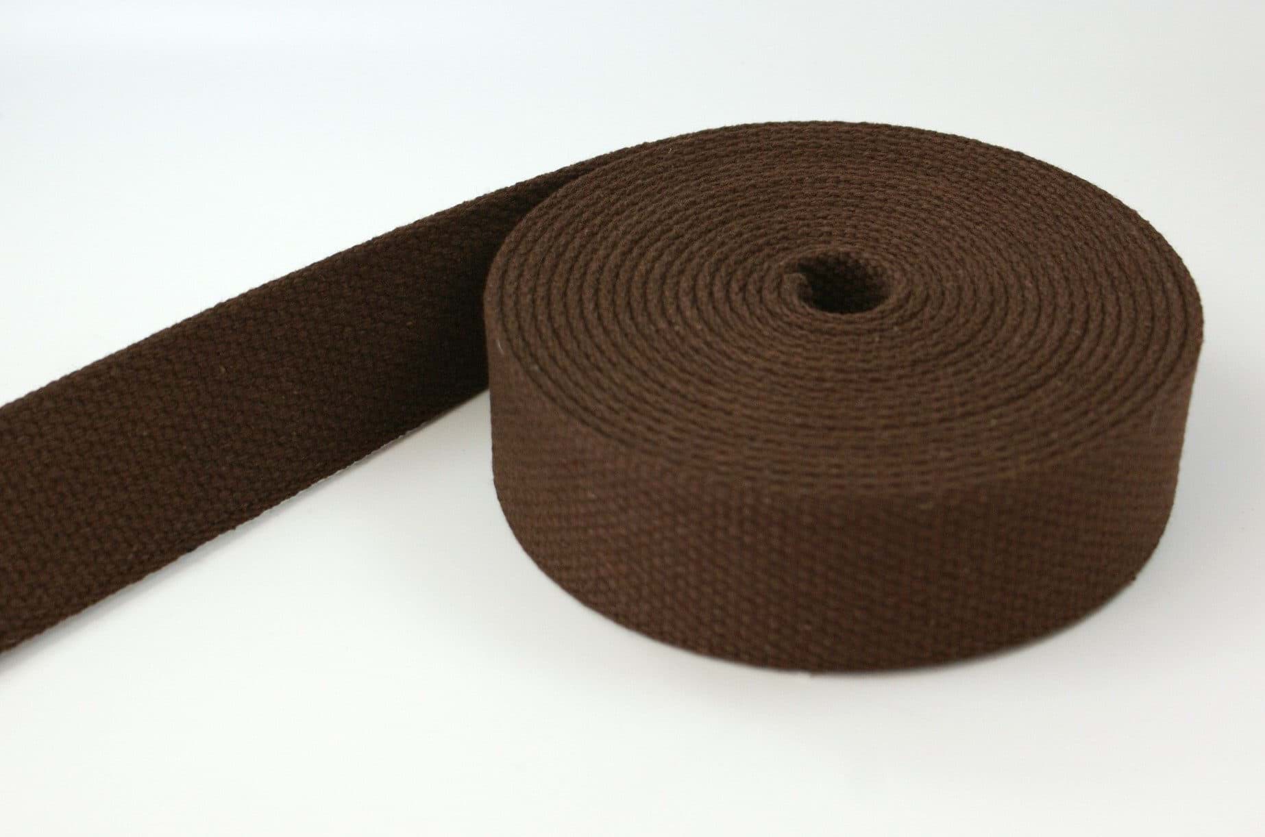 1m Baumwollgurtband - 2,6mm dick - 28mm breit - Farbe: Braun, Bild 1