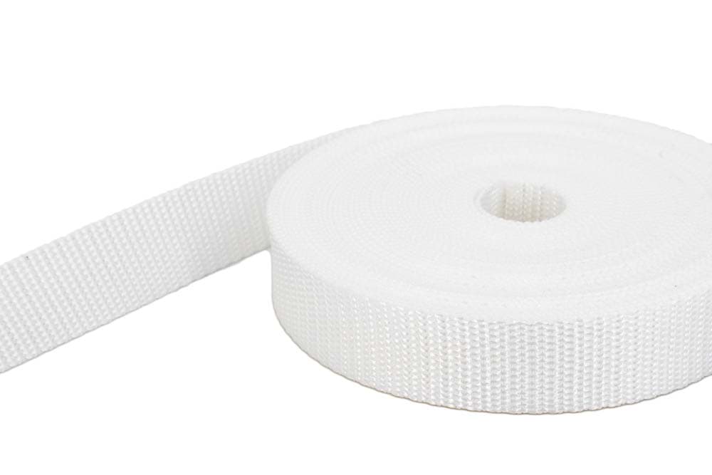 10m PP Gurtband - 10mm breit - 1,4mm stark - weiß (UV)