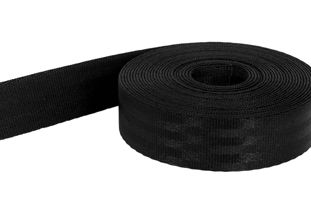 1m Sicherheitsgurtband / Kindergurt schwarz aus Polyamid - 25mm breit - bis 1t belastbar