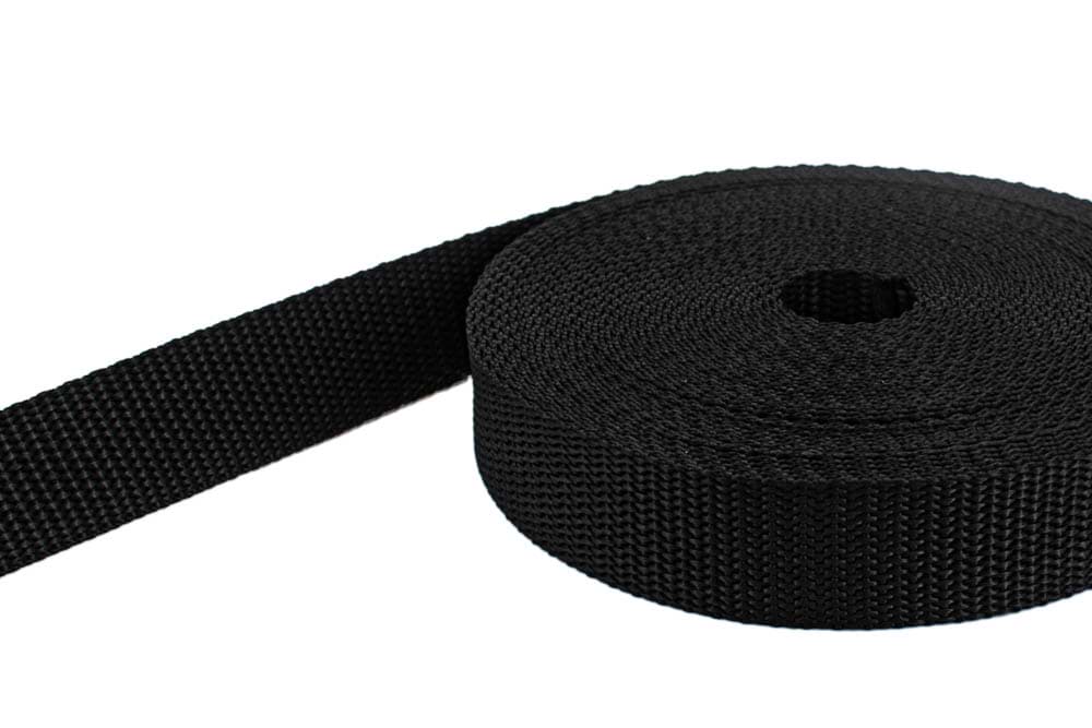 10m PP Gurtband - 25mm breit - 1,4mm stark - schwarz (UV)