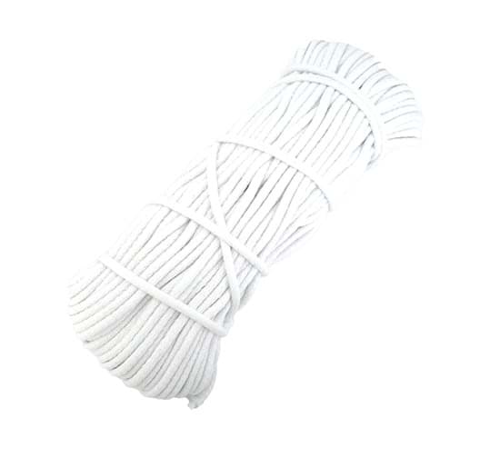 50m Baumwollschnur / BW-Kordel - 6mm dick mit Kern - Farbe: Weiß