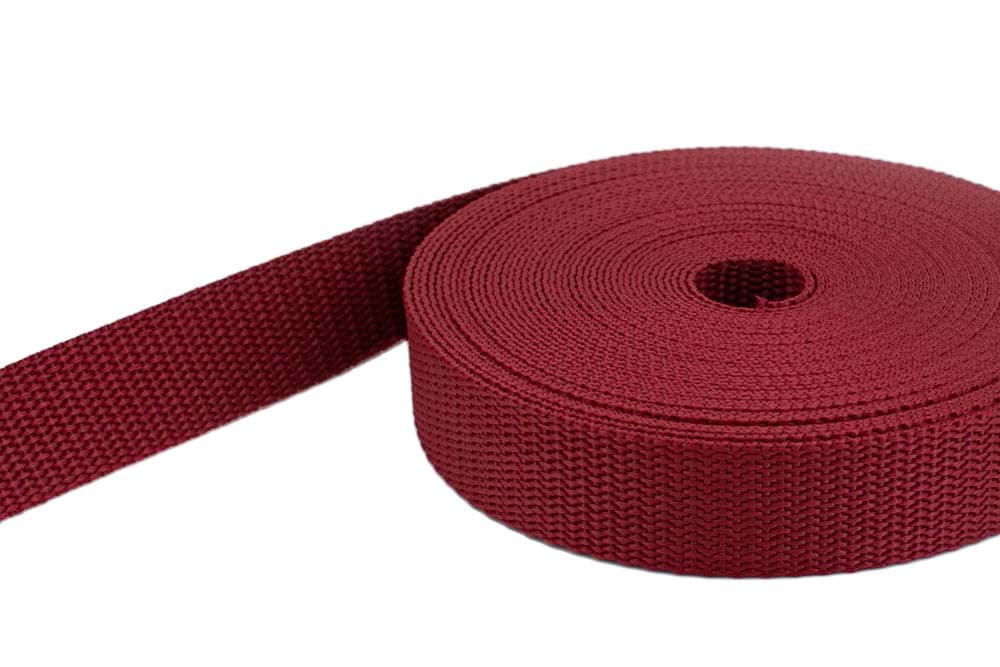 50m PP Gurtband - 25mm breit - 1,4mm stark - bordeaux (UV)