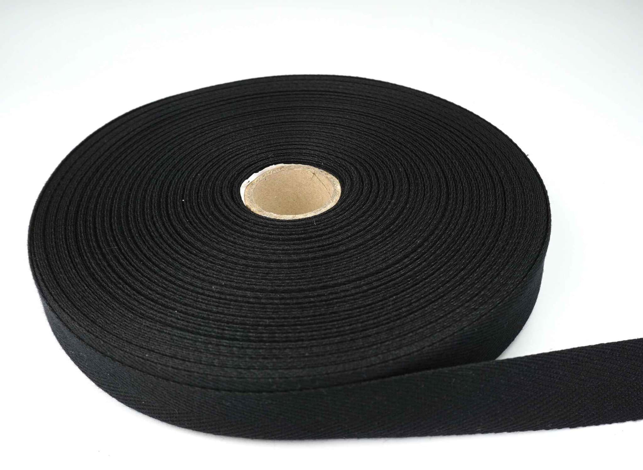 50m Rolle Köperband aus Baumwolle - 20mm breit - schwarz