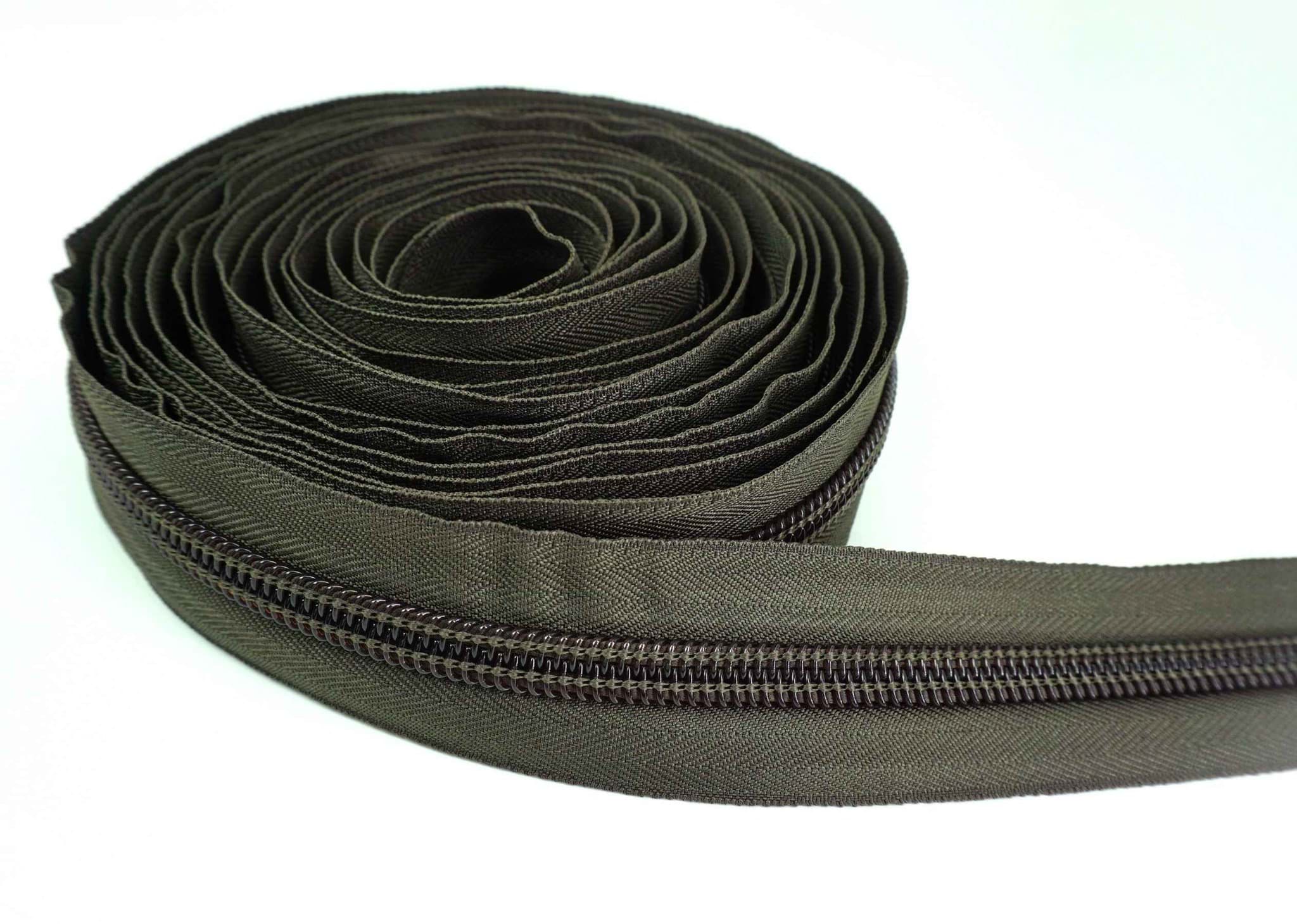 5m Reißverschluss, 10mm Schiene, Farbe: khaki dunkel