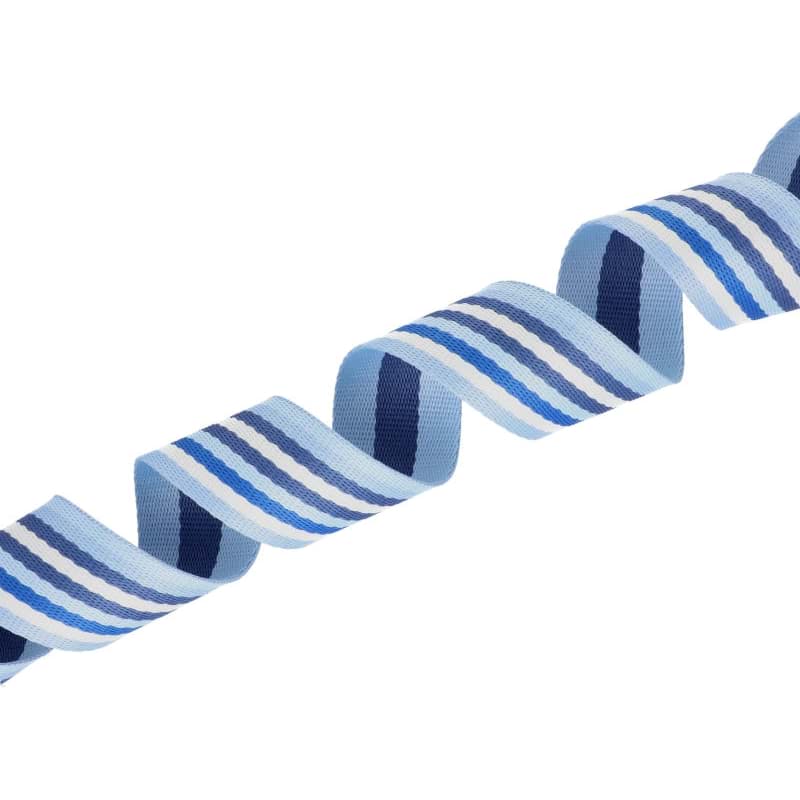 5m Gurtband aus Polycotton - 38mm breit - 1,2mm dick - 4-Farbig blau/weiß