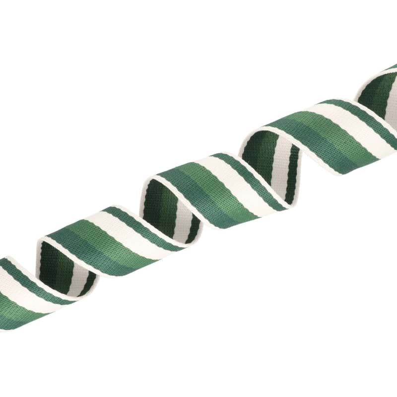 45m Gurtband aus Polycotton - 38mm breit - 1,2mm dick - Creme/ Tannengrün/ Dunkelgrün
