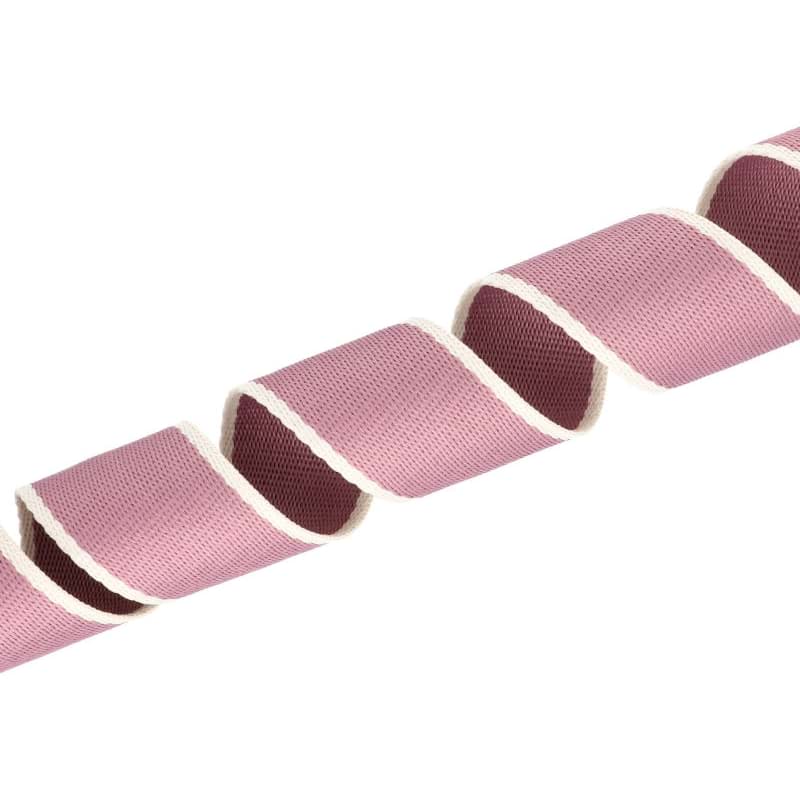 5m Gurtband aus Polycotton - 38mm breit - 1,2mm dick - Creme/ Malve