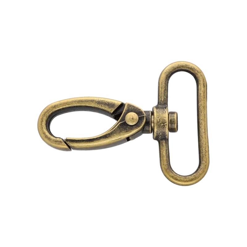 Karabiner aus Zinkdruckguss - 6cm lang - 38mm Durchlass - altmessing - 10 Stück
