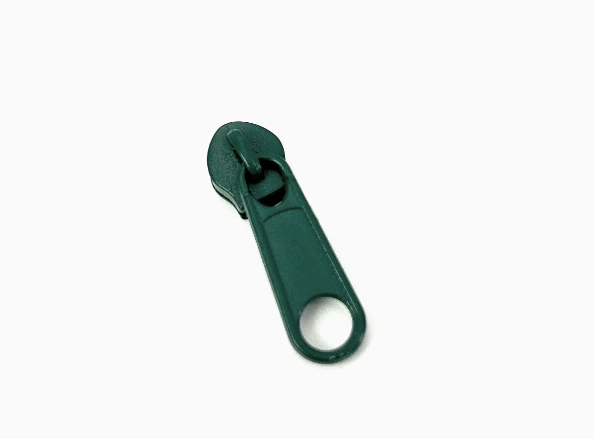 Zipper für 5mm Reißverschlüsse, Farbe: dunkelgrün - 10 Stück