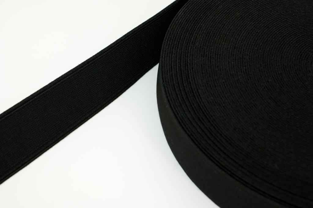 21mm breites Gummiband / Schuhgummi - 1,4mm dick - schwarz - 25m Rolle