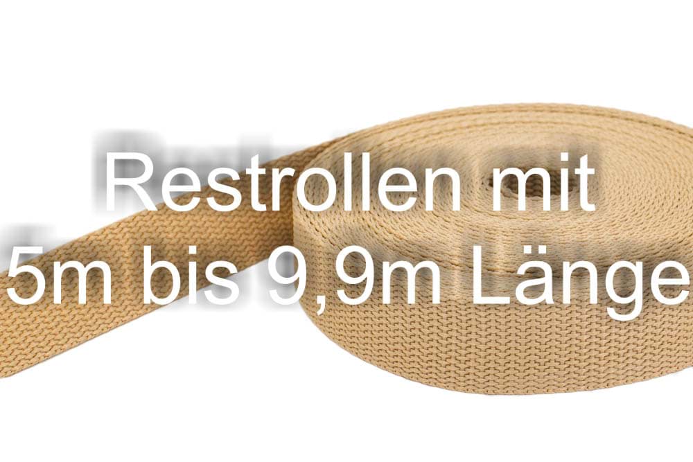 Restpostenbox 40mm breites PP-Gurtband 1,4mm stark, 25m - beige (UV)