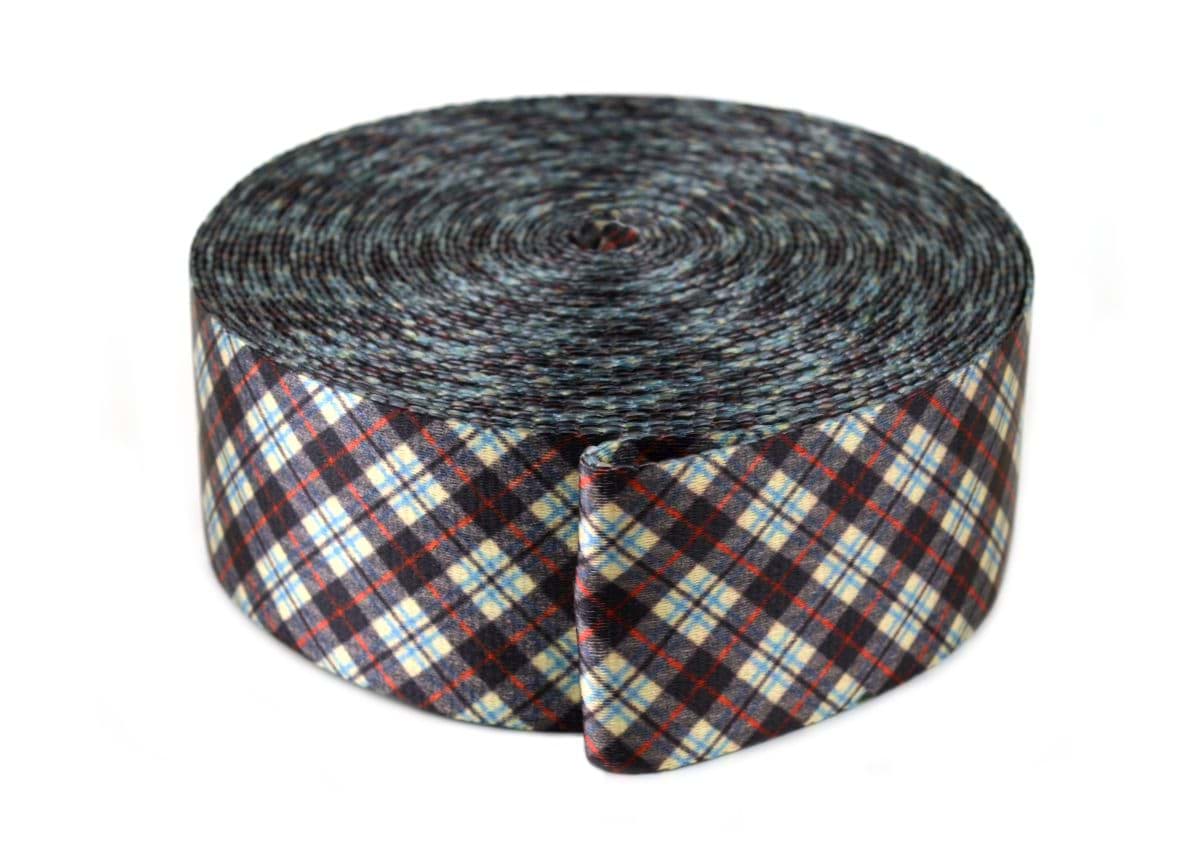 1m Taschenband / Gurtband - 49mm breit - Schottenkaro rot/blau