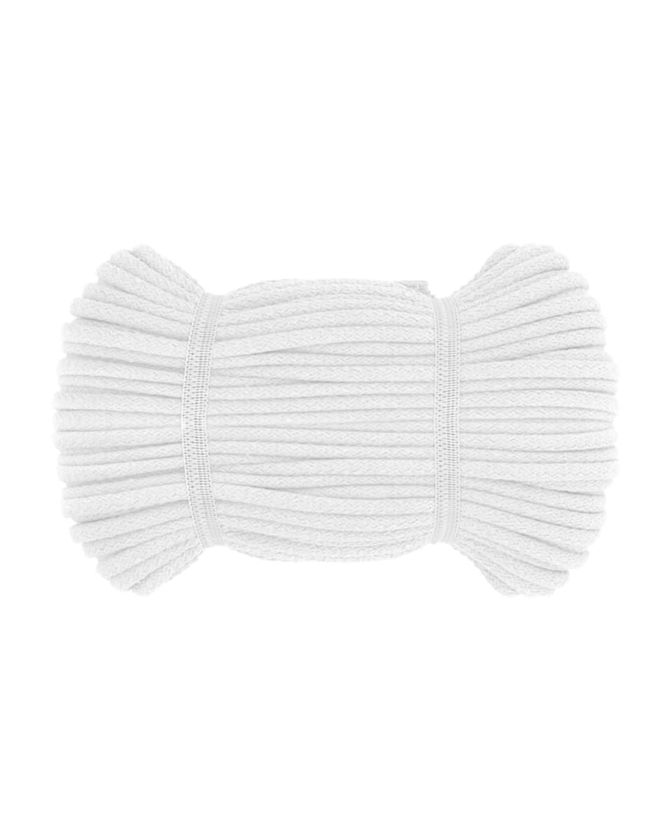 50m Baumwollschnur / BW-Kordel - 8mm dick - Farbe: Weiß