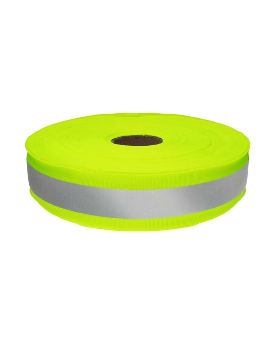 50m Reflektierendes Band / Reflektorband 40mm breit - neongrün - zum Aufnähen