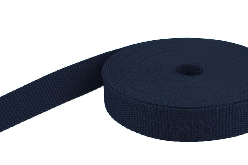 10m PP Gurtband - 25mm breit - 1,4mm stark - dunkelblau (UV)