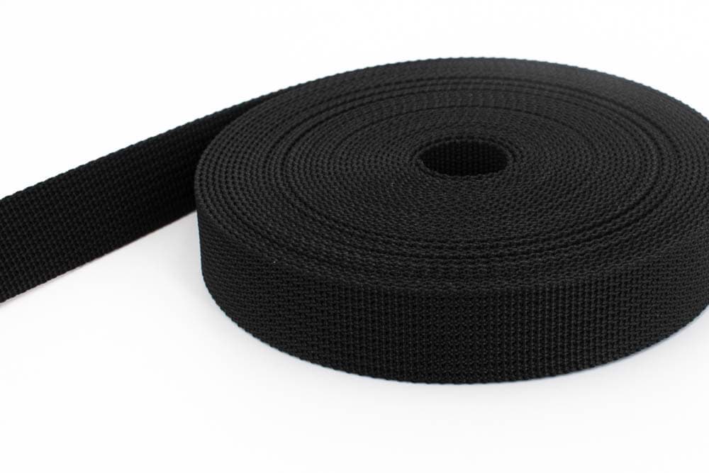 50m PP Gurtband - 25mm breit - 1,8mm stark - schwarz (UV)
