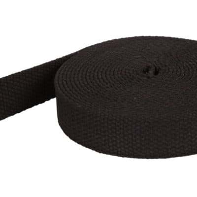 1m Baumwollgurtband - 2,6mm dick, 38mm breit - Farbe: schwarz