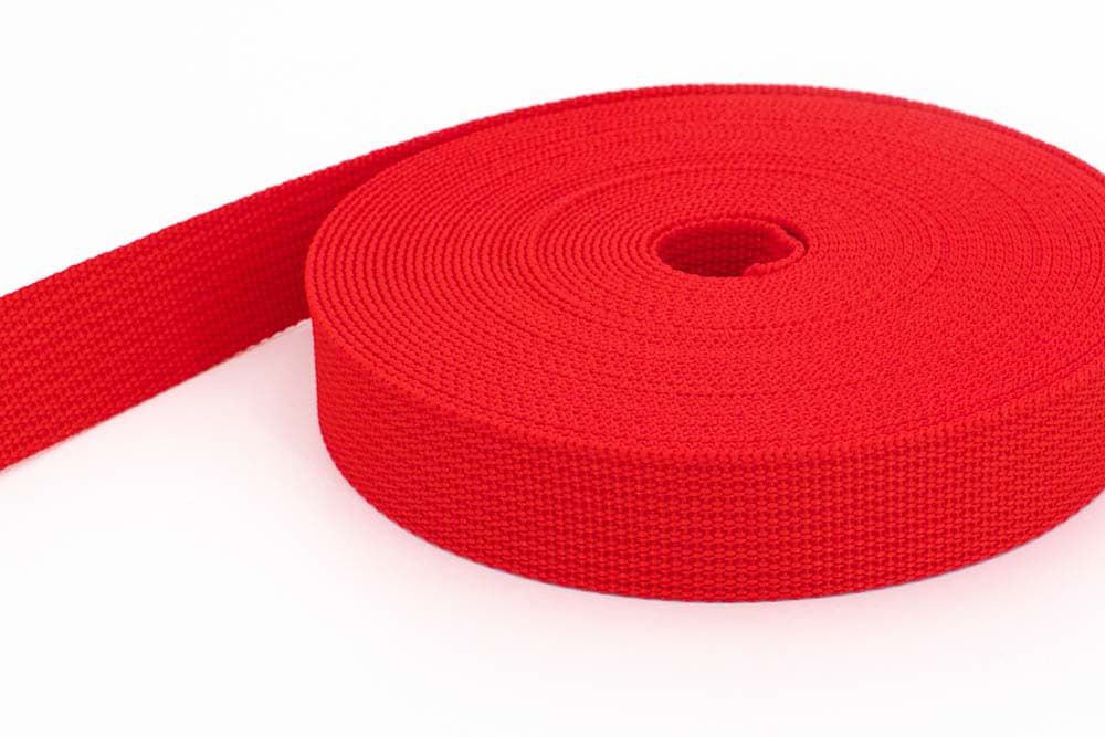 50m PP Gurtband - 25mm breit - 1,8mm stark - rot (UV)