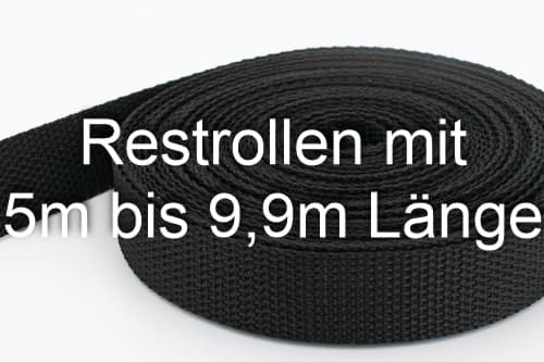 Restpostenbox 30mm breites PP-Gurtband 1,2mm stark, 25m - schwarz (UV)