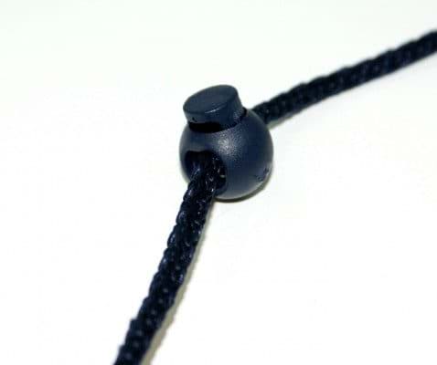 Kordelstopper mit 3mm Durchlass, Kugelform, dunkelblau, 1 Loch - 10 Stück