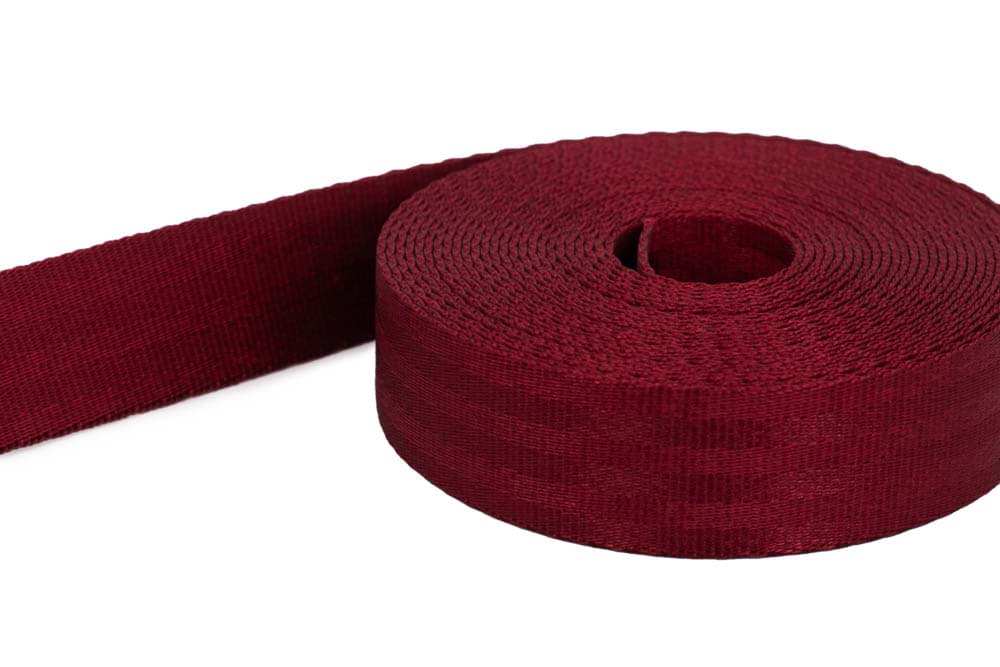 1m Sicherheitsgurtband / Kindergurt weinrot dunkel aus Polyamid - 25mm breit - bis 1t belastbar