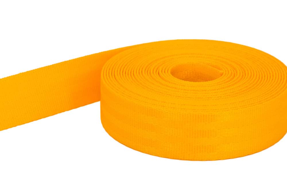 5m Sicherheitsgurtband / Kindergurt dunkelgelb aus Polyamid - 25mm breit - bis 1t belastbar