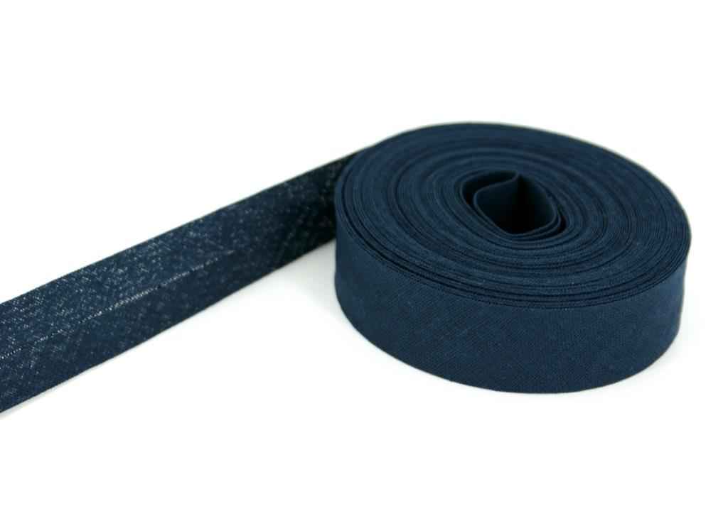 Schrägband aus Baumwolle - 20mm breit - Farbe: Dunkelblau - 10m Rolle