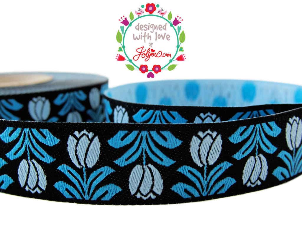 1m Webband Design by Jolijou - 15mm breit, Dala Bloom Tulpen