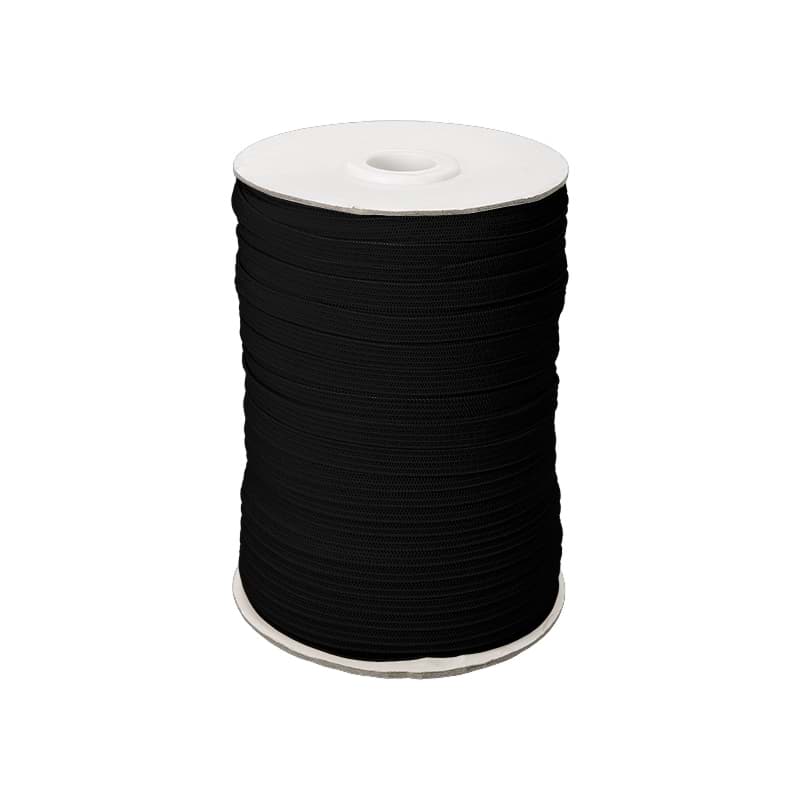 7mm breites Gummiband aus Polyester - 100m Spule - schwarz