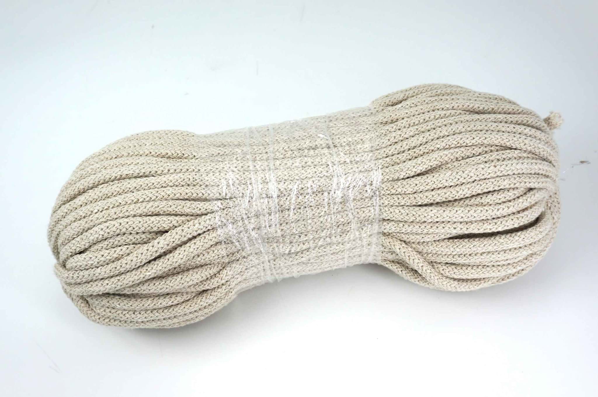 50m Baumwollschnur / BW-Kordel - 5mm dick mit Kern - Farbe: Hellbeige
