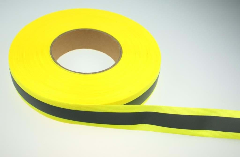 50m Reflektierendes Band / Reflektorband 21mm breit - gelb - zum Aufnähen