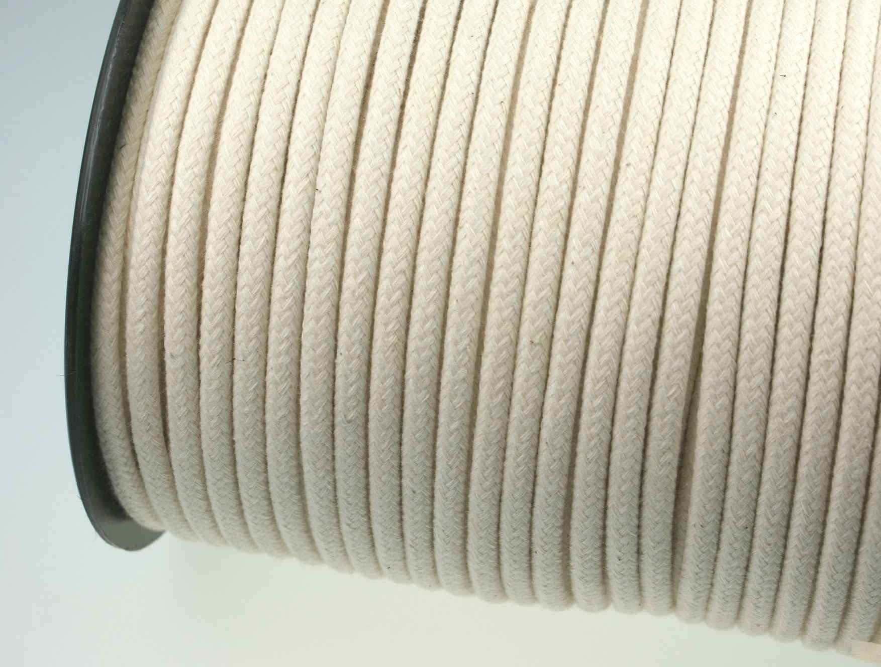Baumwollschnur / Paspelgeflecht - 4mm (5mm) - cremeweiß - 100m Spule