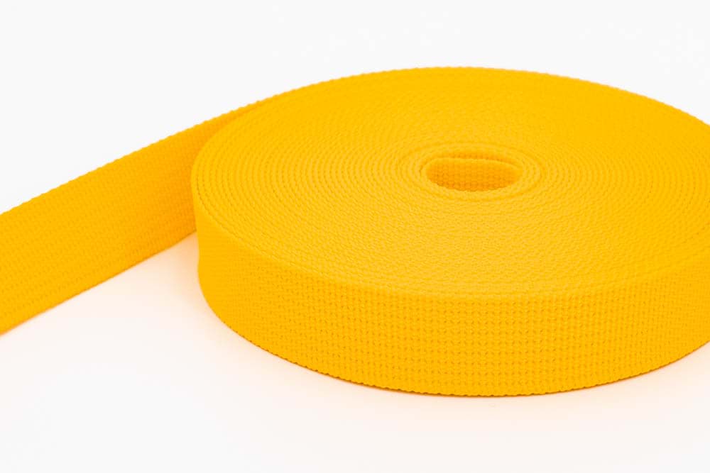 10m PP Gurtband - 25mm breit - 1,8mm stark - gelb (UV)