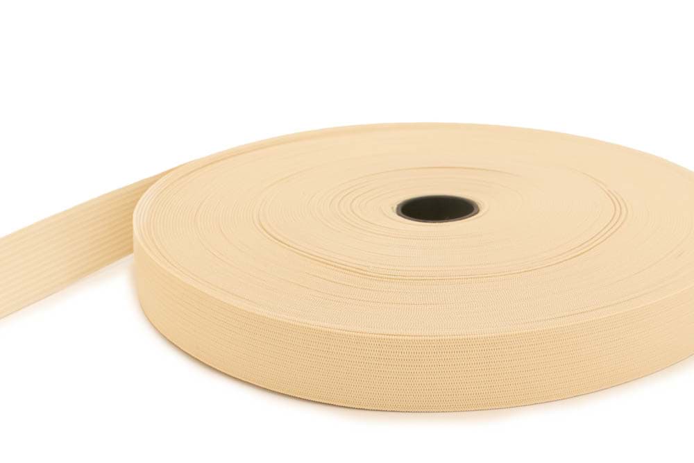 20mm breites Gummiband aus Polyester - 25m Rolle - creme