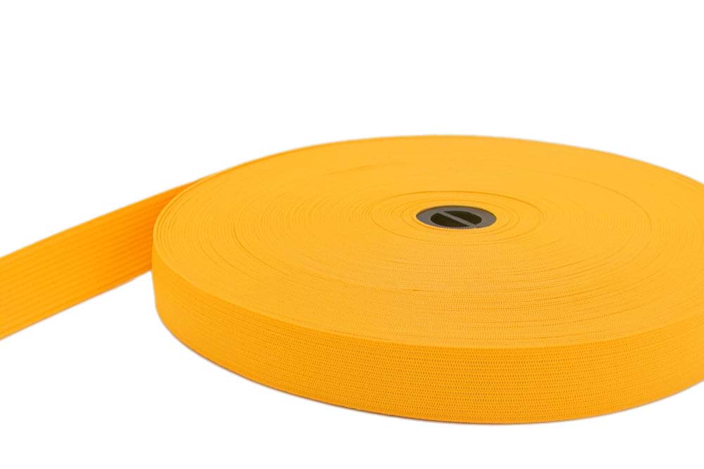 20mm breites Gummiband aus Polyester - 25m Rolle - dunkelgelb