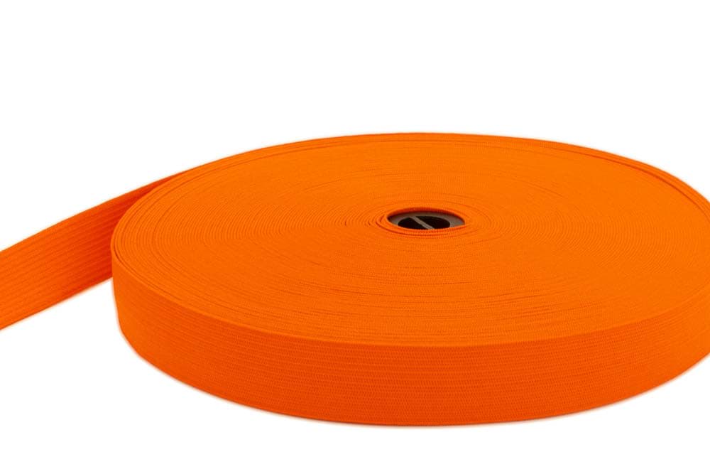 20mm breites Gummiband aus Polyester - 25m Rolle - orange