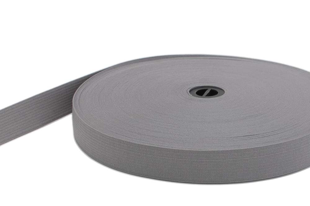 20mm breites Gummiband aus Polyester - 25m Rolle - grau