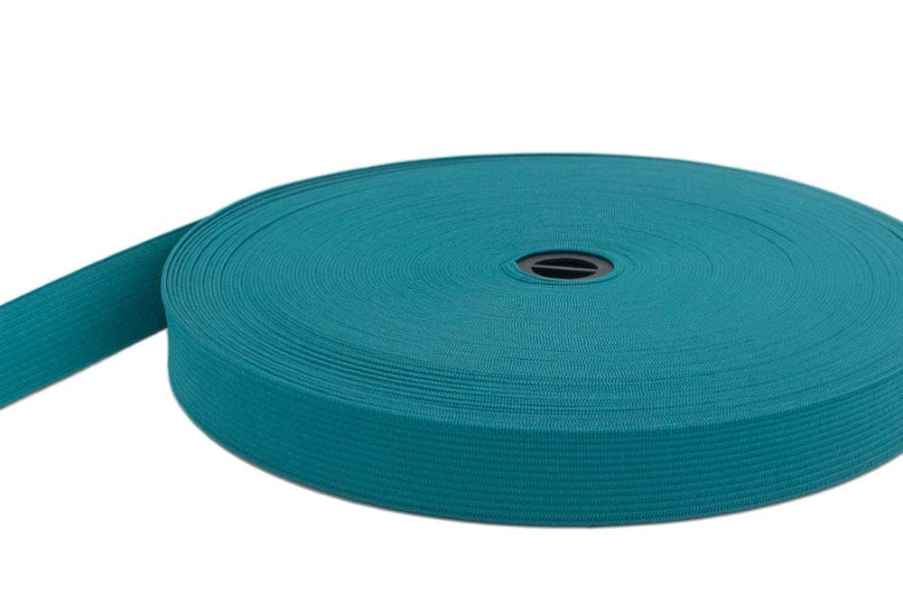20mm breites Gummiband aus Polyester - 25m Rolle - aquamarin