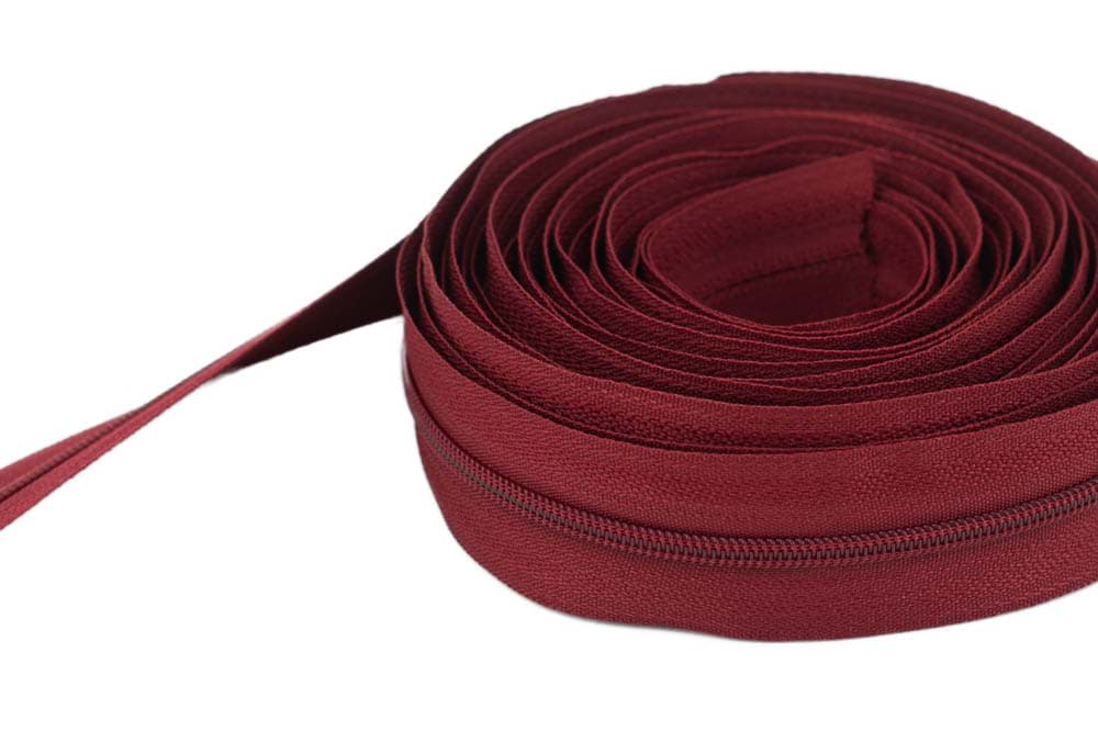 5m Reißverschluss, 3mm Schiene, Farbe: Bordeaux