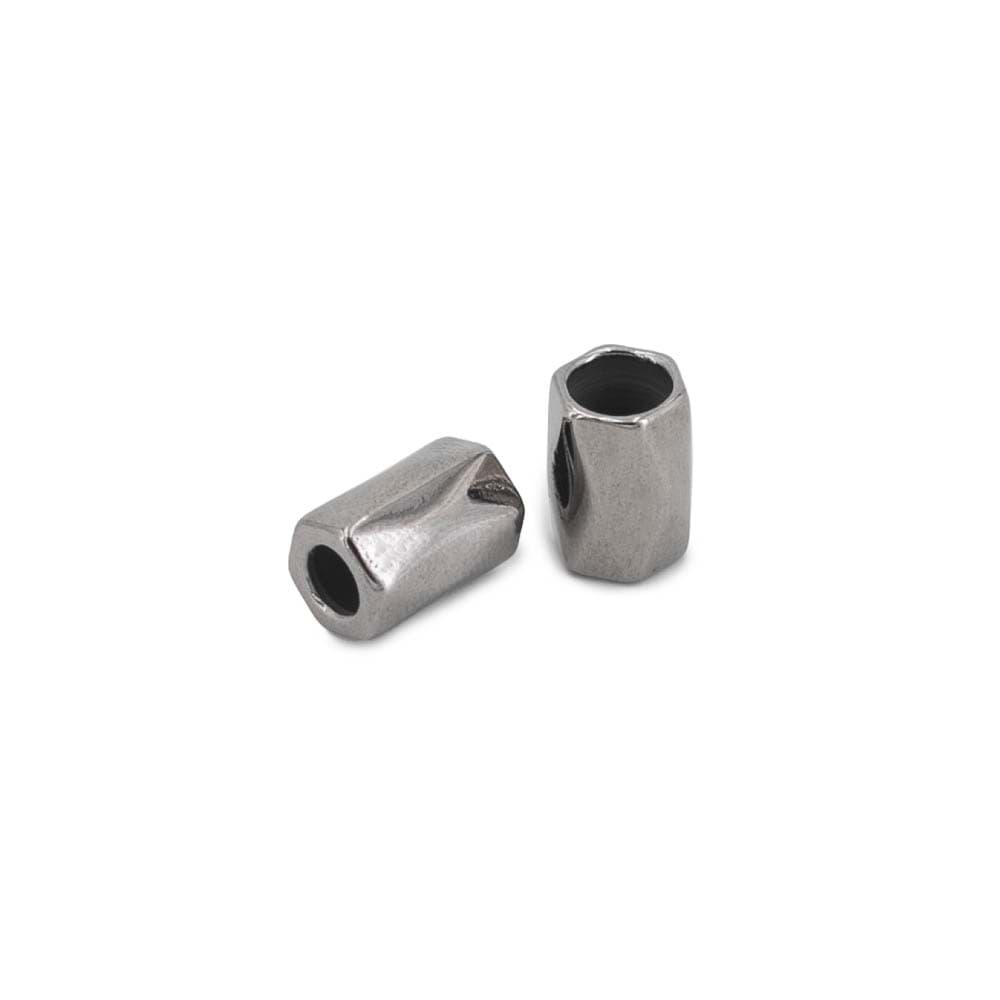 Kordelenden aus Metall - für Schnüre bis 4mm Dicke - graphit - 10 Stück