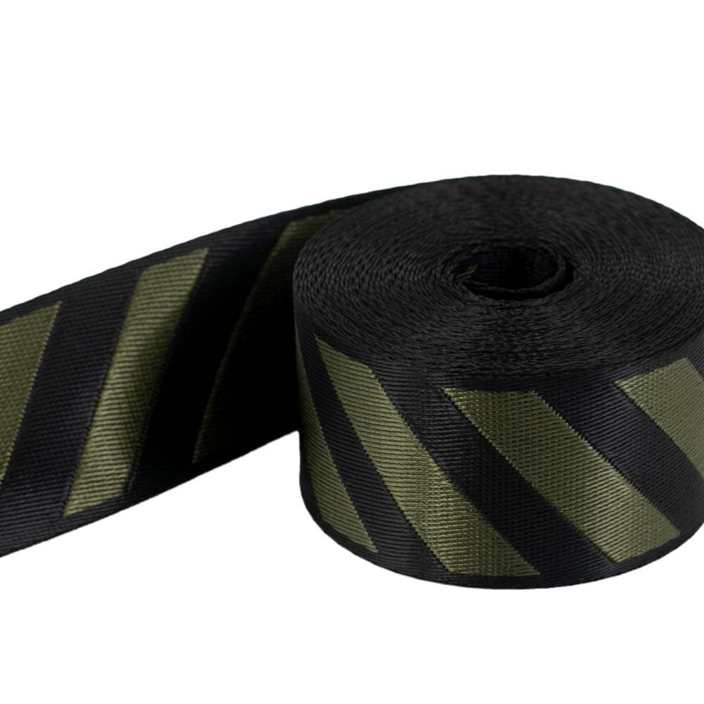 5m Streifenband - 39mm breit - schwarz/khaki