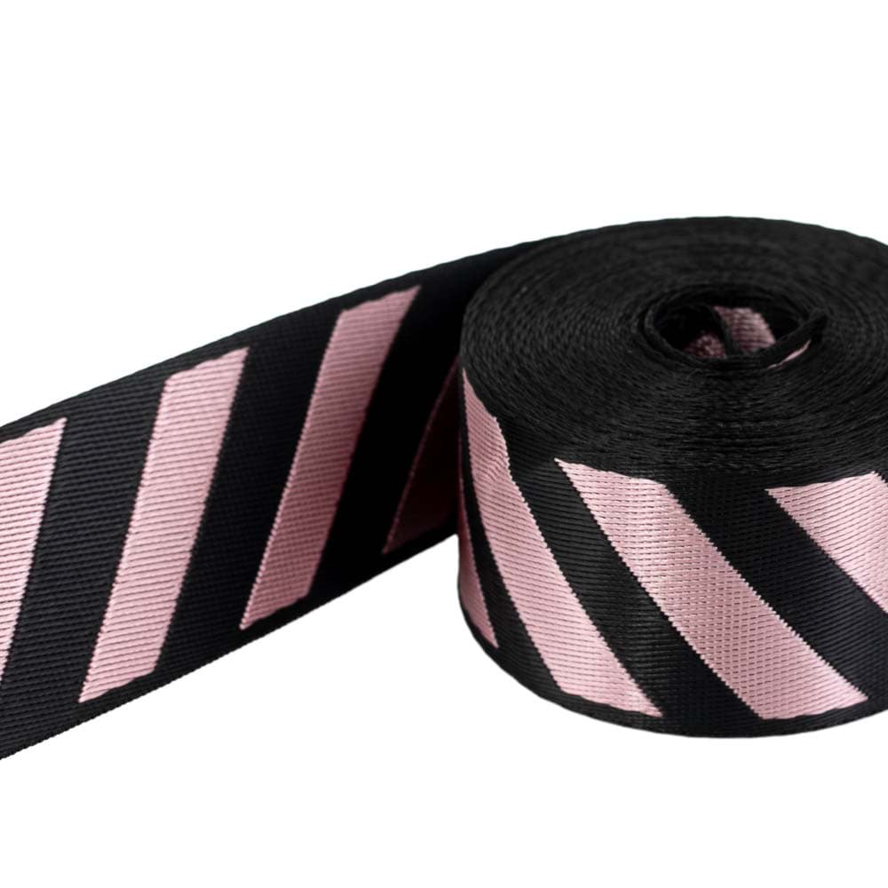 5m Streifenband - 39mm breit - schwarz/rosa