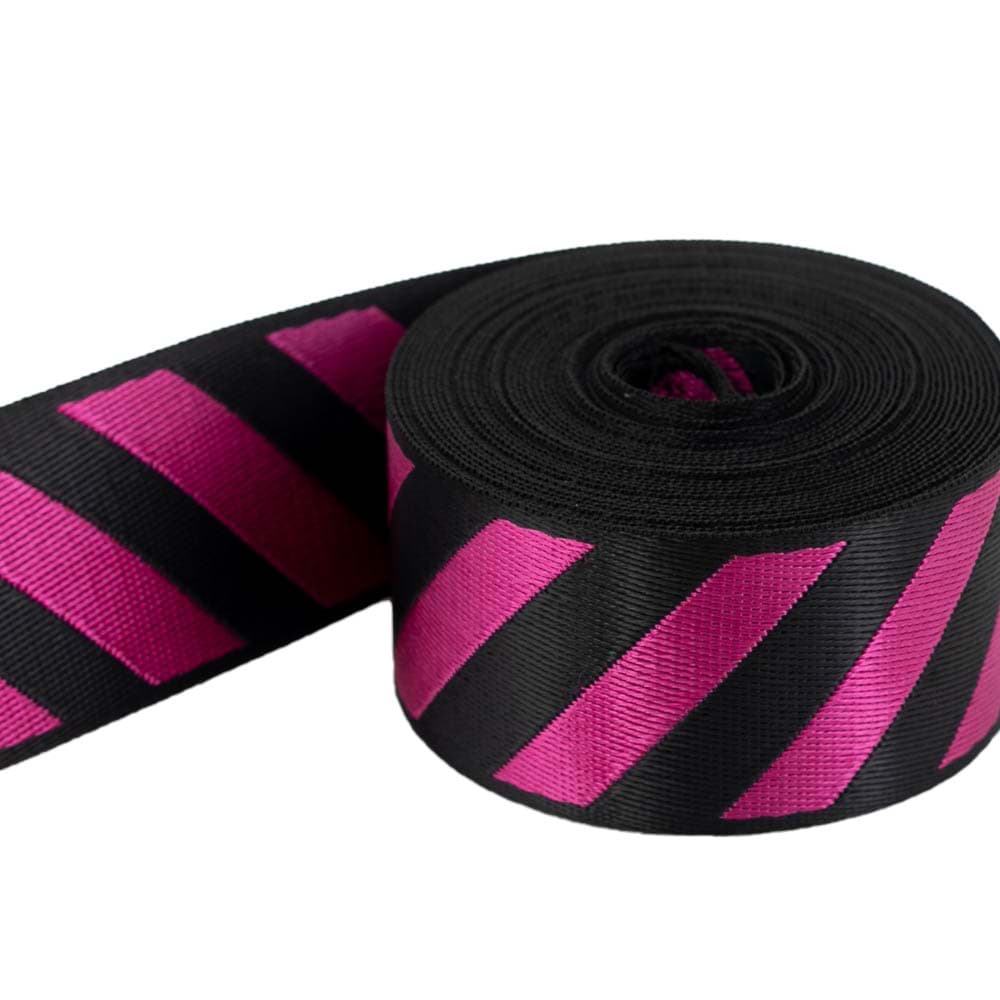 5m Streifenband - 39mm breit - schwarz/pink