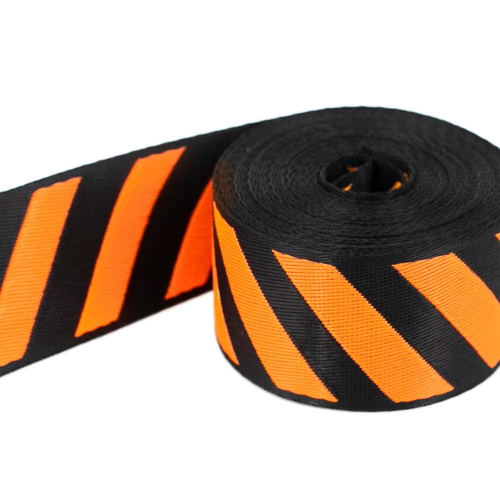 5m Streifenband - 39mm breit - schwarz/orange