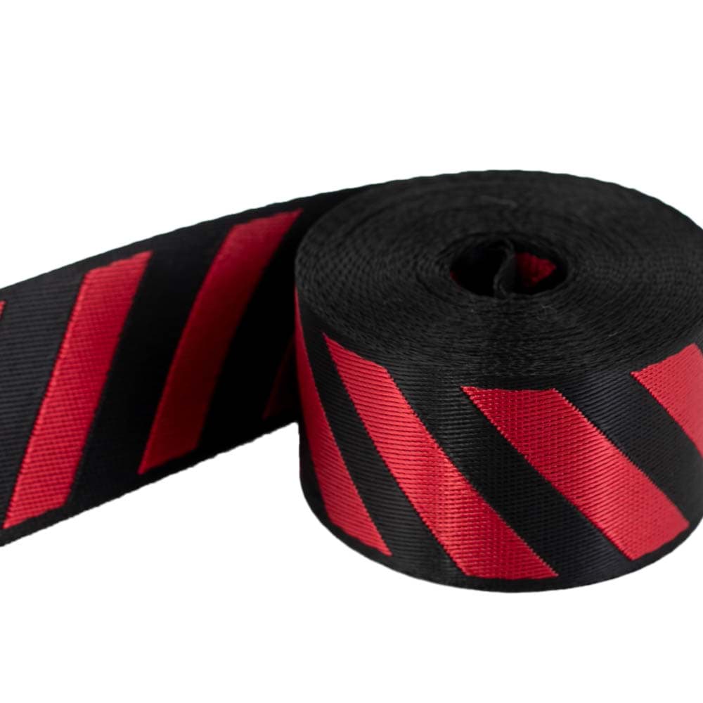 5m Streifenband - 39mm breit - schwarz/rot